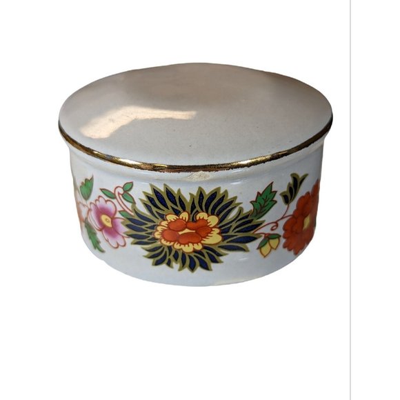 Decorative Hyalyn 836 USA Jar/ Canister Hexagon Oriental Asian Floral - Picture 4 of 10